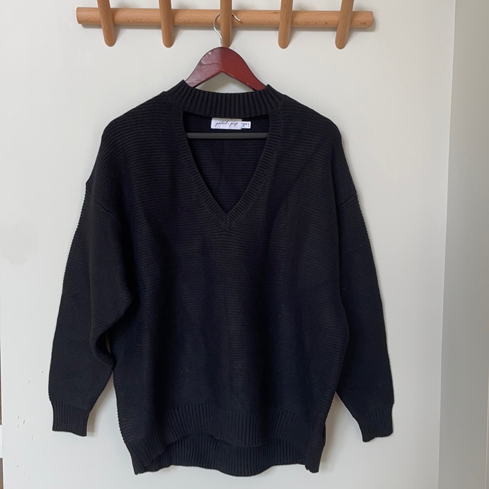 Petal + Pup Oversized Black Cut-Out Sweater